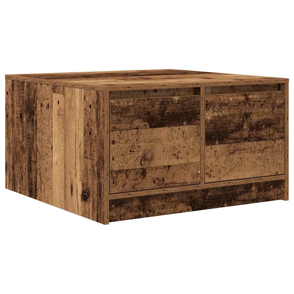 Coffee Table with Drawers Old Wood 70,5x70x40 cm