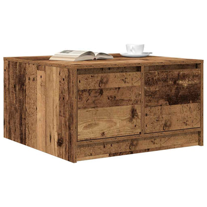 Coffee Table with Drawers Old Wood 70,5x70x40 cm