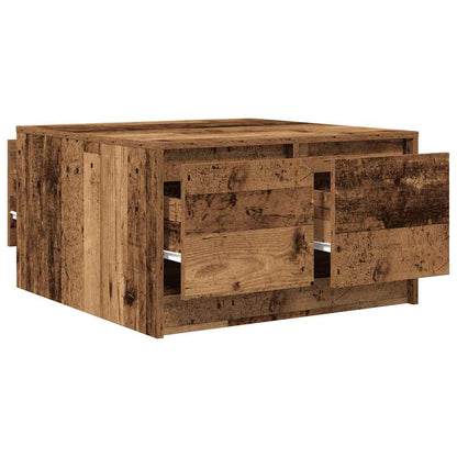 Coffee Table with Drawers Old Wood 70,5x70x40 cm