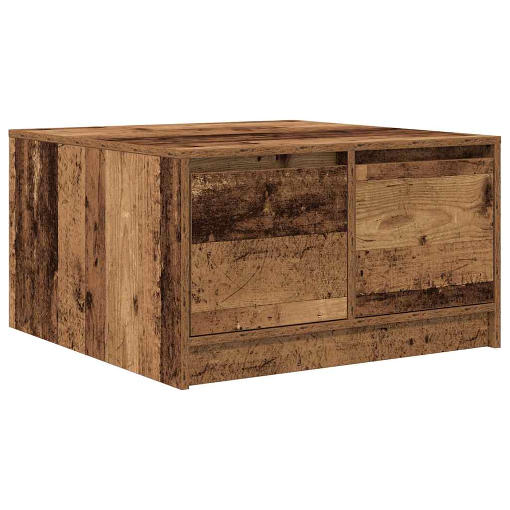 Coffee Table with Drawers Old Wood 70,5x70x40 cm