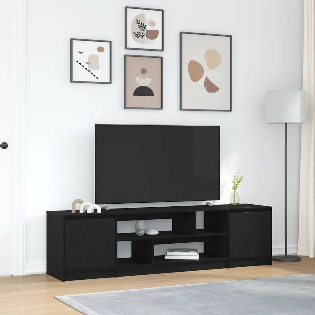 TV Cabinet Black Oak 188,5x41x50 cm Engineered Wood