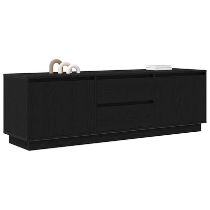 TV Cabinet with LED Lights Black Oak 160.5x41x50 cm