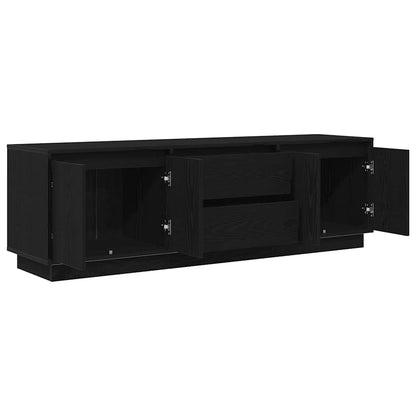 TV Cabinet with LED Lights Black Oak 160.5x41x50 cm
