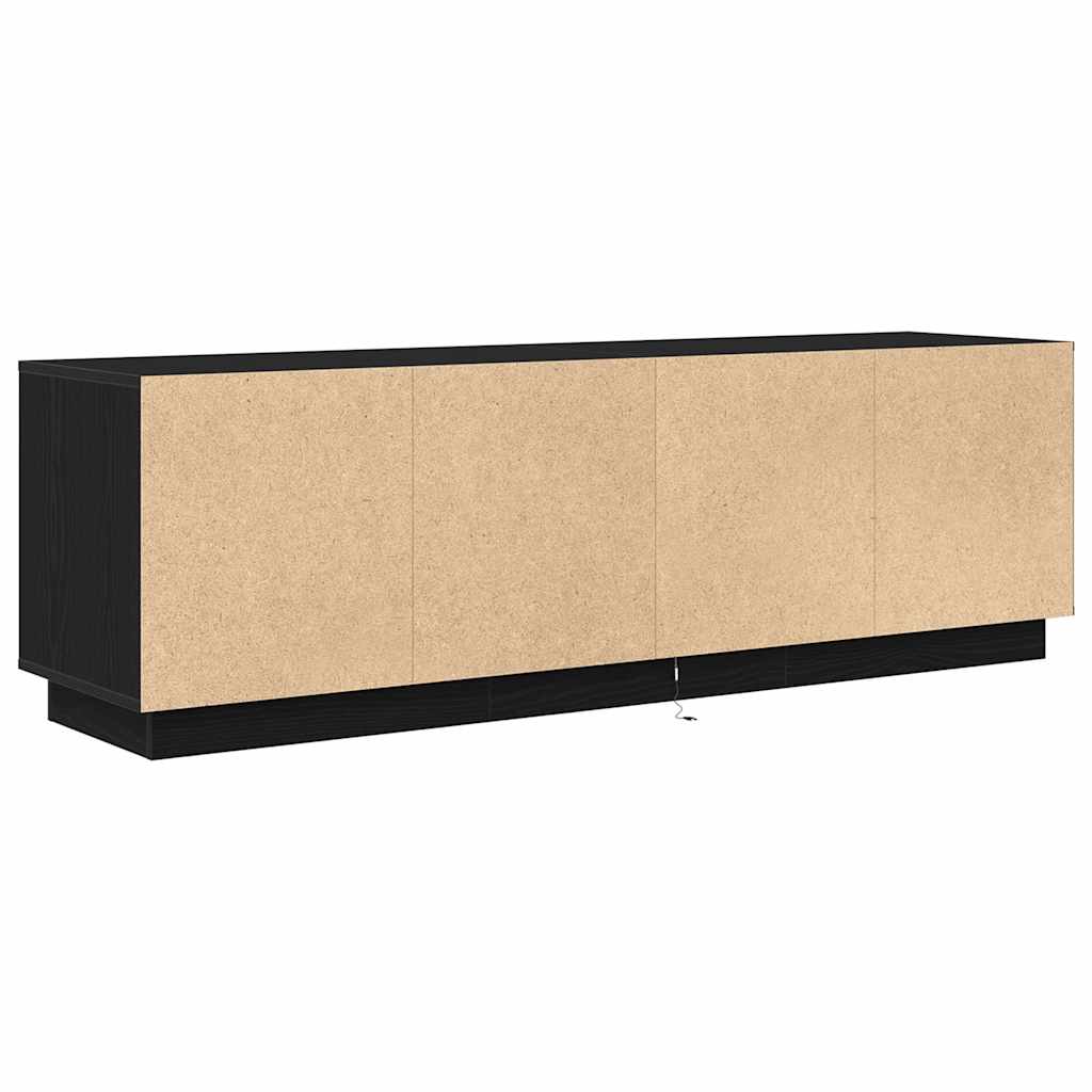 TV Cabinet with LED Lights Black Oak 160.5x41x50 cm