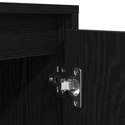 TV Cabinet with LED Lights Black Oak 160,5x41x50 cm