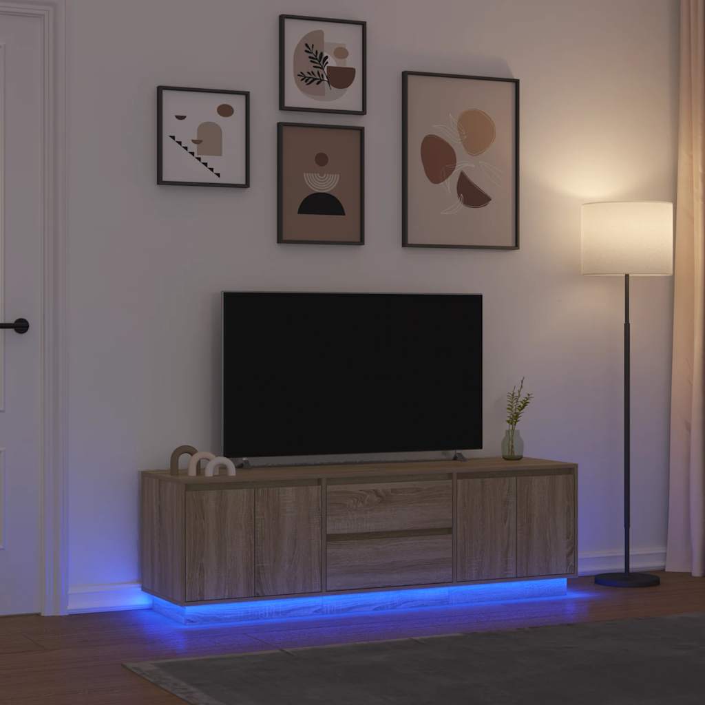 TV Cabinet with LED Lights Sonoma Oak 160,5x41x50 cm