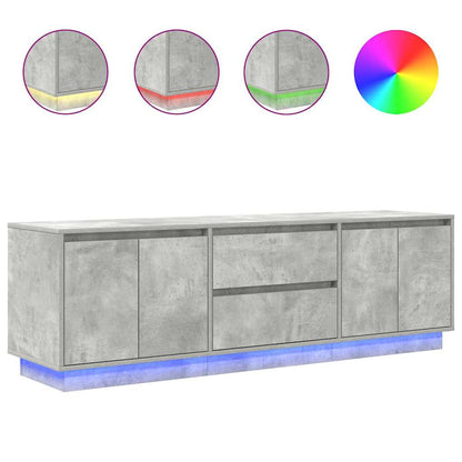 TV Cabinet with LED Lights Concrete Grey 160,5x41x50 cm