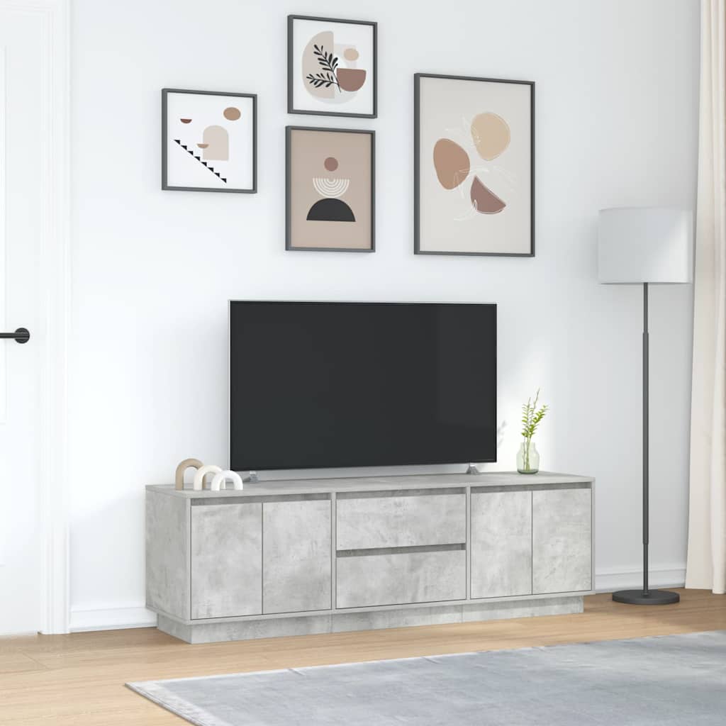 TV Cabinet with LED Lights Concrete Grey 160,5x41x50 cm