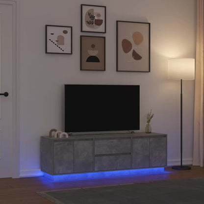 TV Cabinet with LED Lights Concrete Grey 160,5x41x50 cm