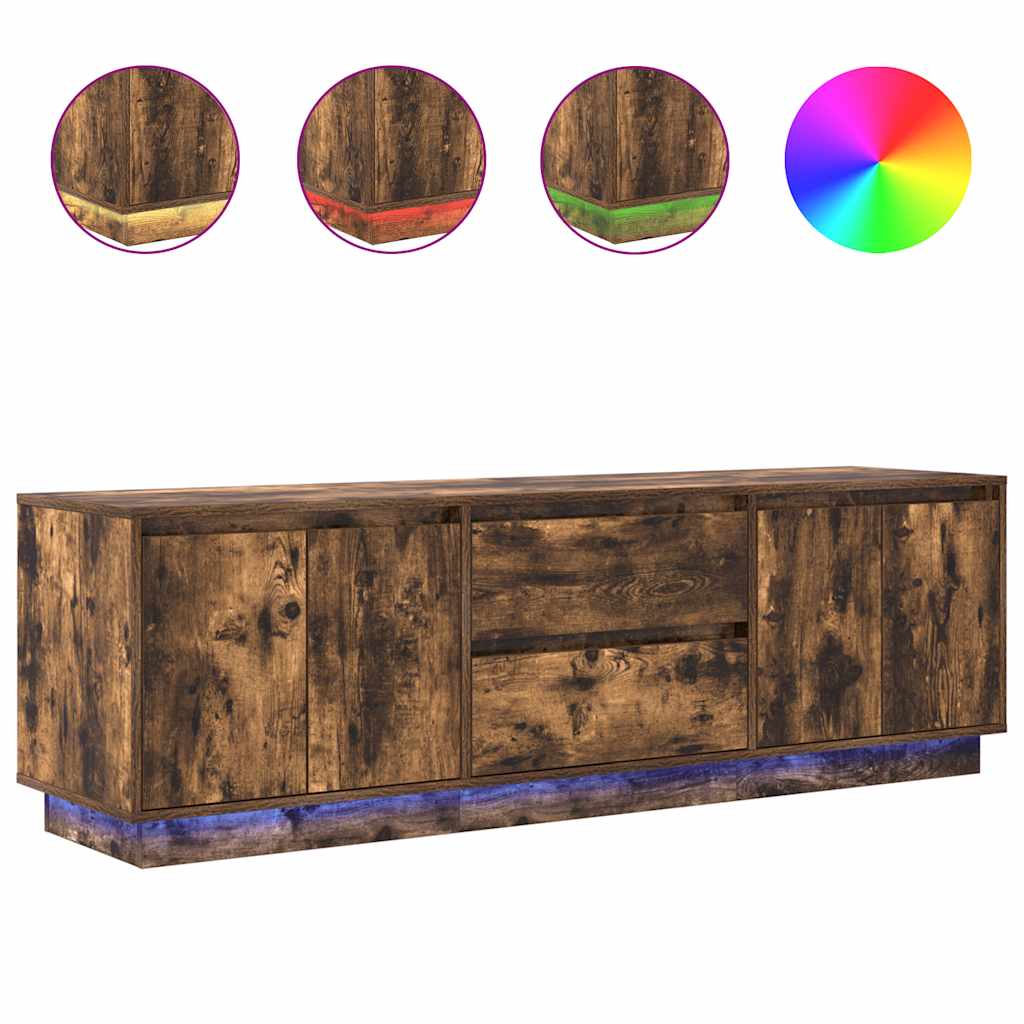 TV Cabinet with LED Lights Smoked Oak 160,5x41x50 cm