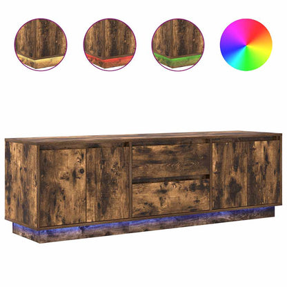 TV Cabinet with LED Lights Smoked Oak 160,5x41x50 cm
