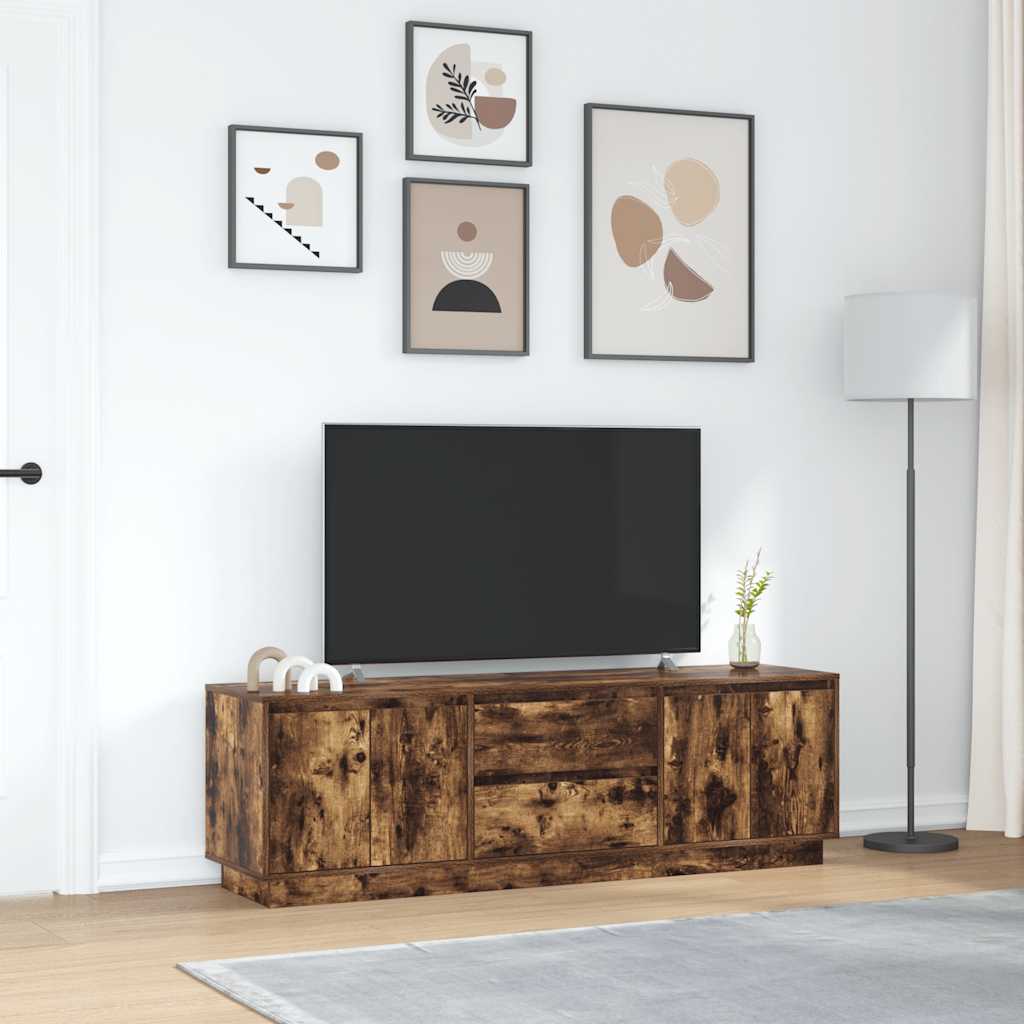 TV Cabinet with LED Lights Smoked Oak 160,5x41x50 cm