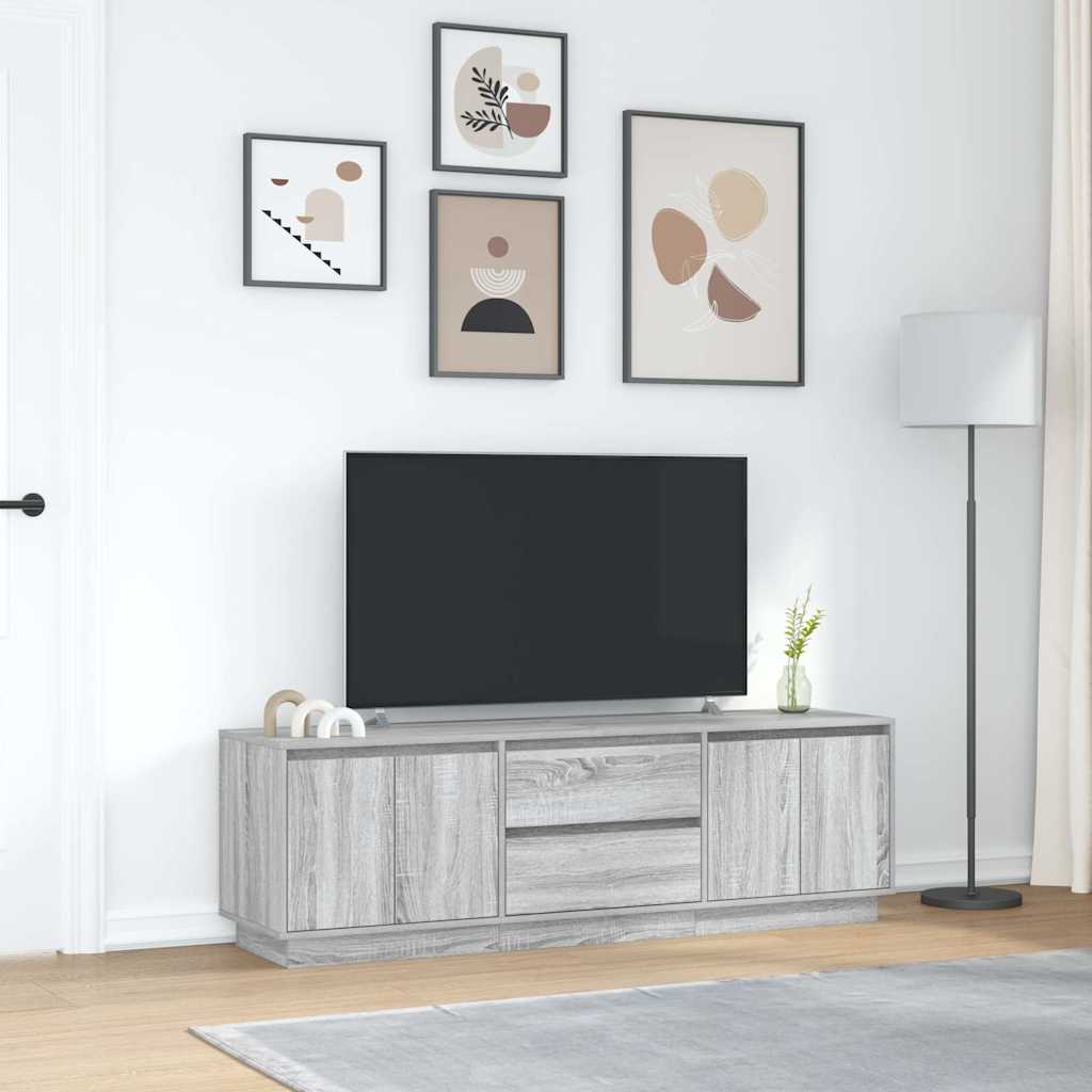 TV Cabinet with LED Lights Grey Sonoma 160,5x41x50 cm
