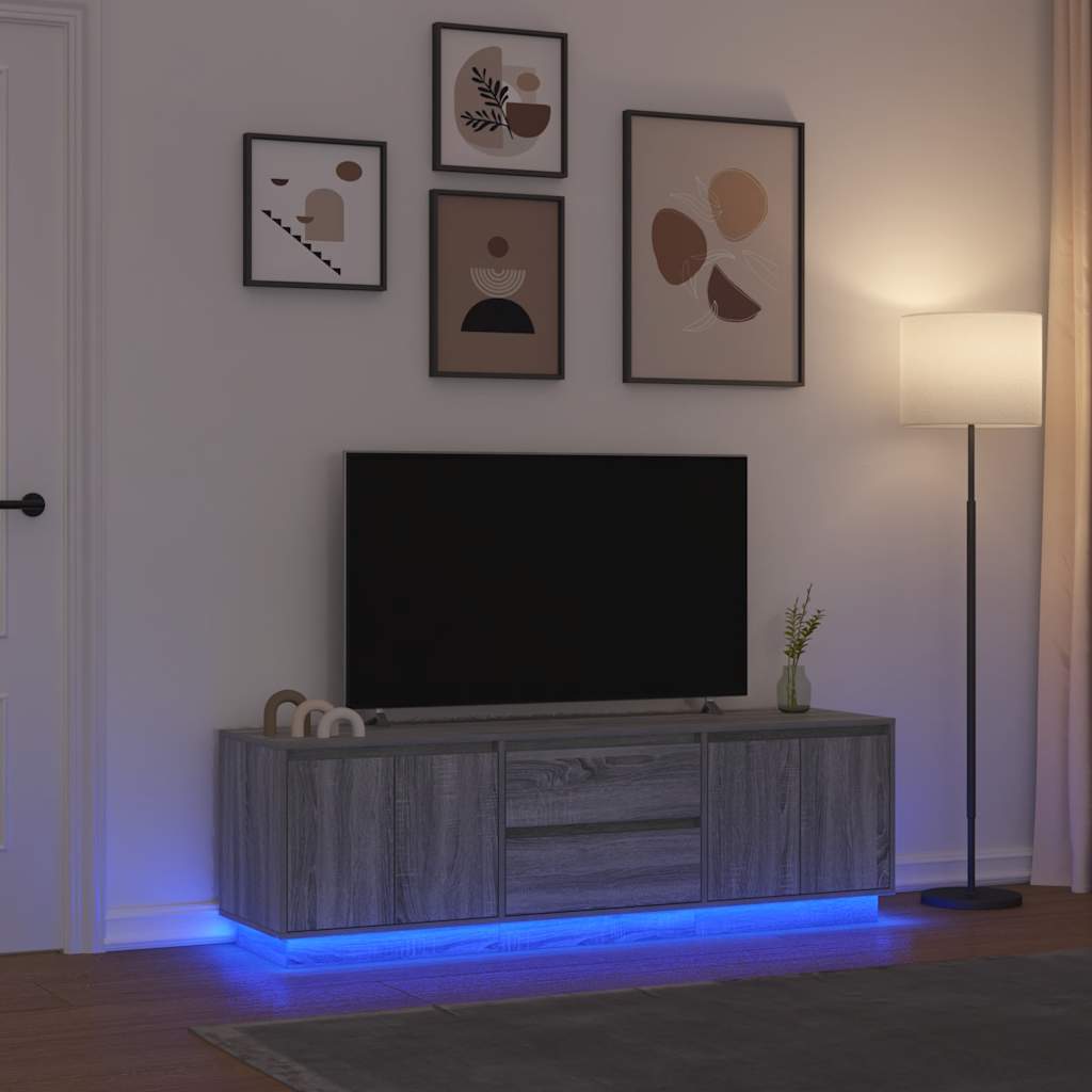 TV Cabinet with LED Lights Grey Sonoma 160,5x41x50 cm