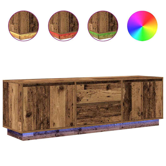 TV Cabinet with LED Lights Old Wood 160.5x41x50 cm