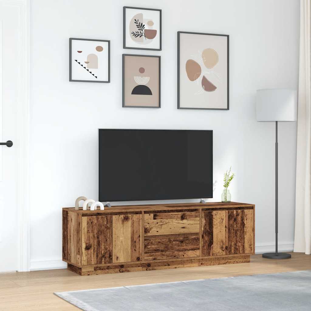 TV Cabinet with LED Lights Old Wood 160,5x41x50 cm