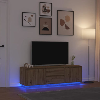 TV Cabinet with LED Lights Artisan Oak 160,5x41x50 cm
