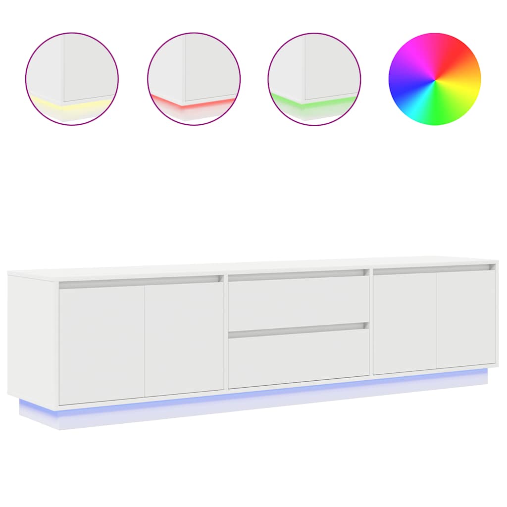 TV Cabinet with LED Lights White 193,5x41x50 cm