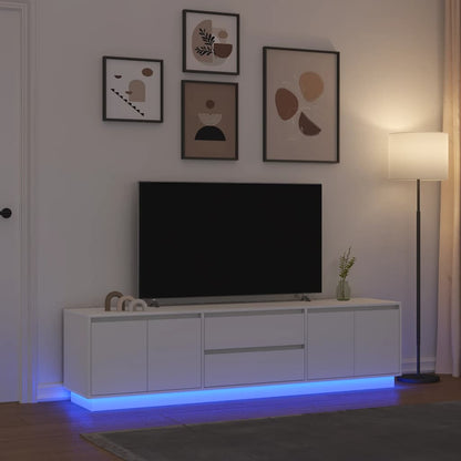TV Cabinet with LED Lights White 193,5x41x50 cm