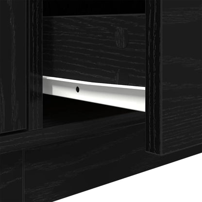 TV Cabinet with LED Lights Black Oak 193,5x41x50 cm