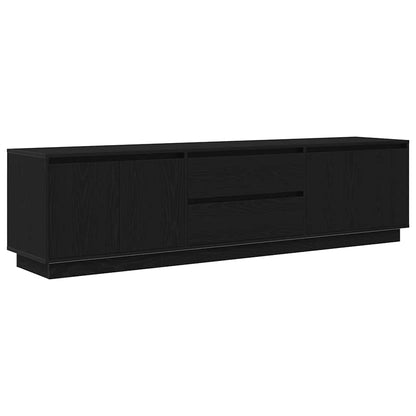 TV Cabinet with LED Lights Black Oak 193,5x41x50 cm