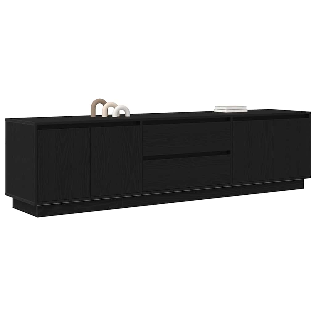 TV Cabinet with LED Lights Black Oak 193,5x41x50 cm