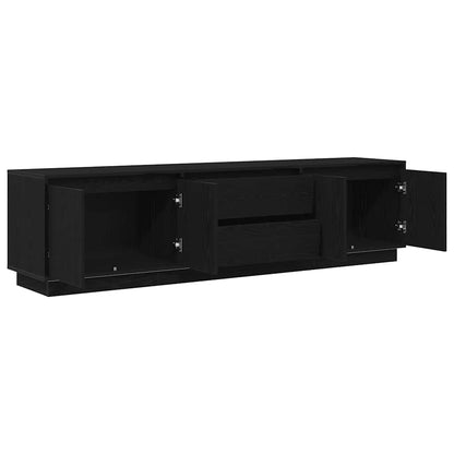 TV Cabinet with LED Lights Black Oak 193,5x41x50 cm