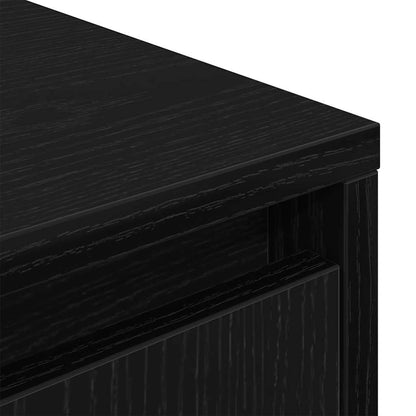 TV Cabinet with LED Lights Black Oak 193,5x41x50 cm
