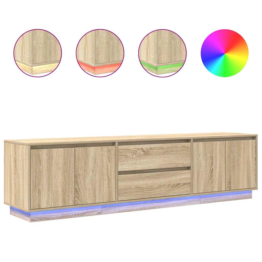 TV Cabinet with LED Lights Sonoma Oak 193,5x41x50 cm