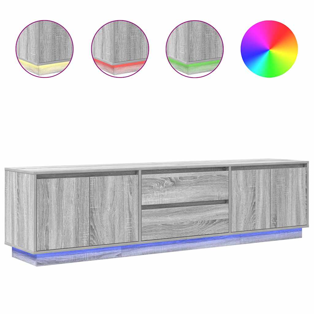 TV Cabinet with LED Lights Grey Sonoma 193,5x41x50 cm