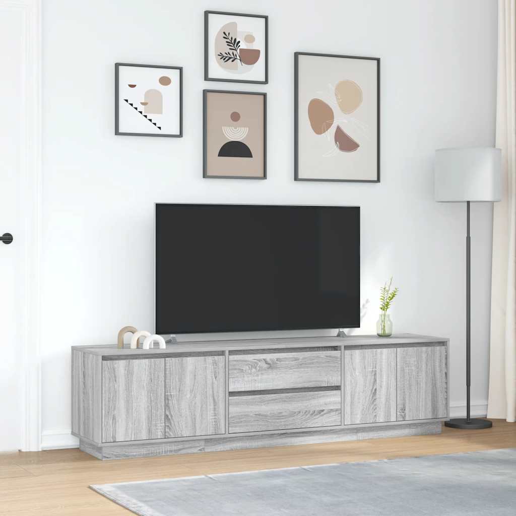 TV Cabinet with LED Lights Grey Sonoma 193,5x41x50 cm
