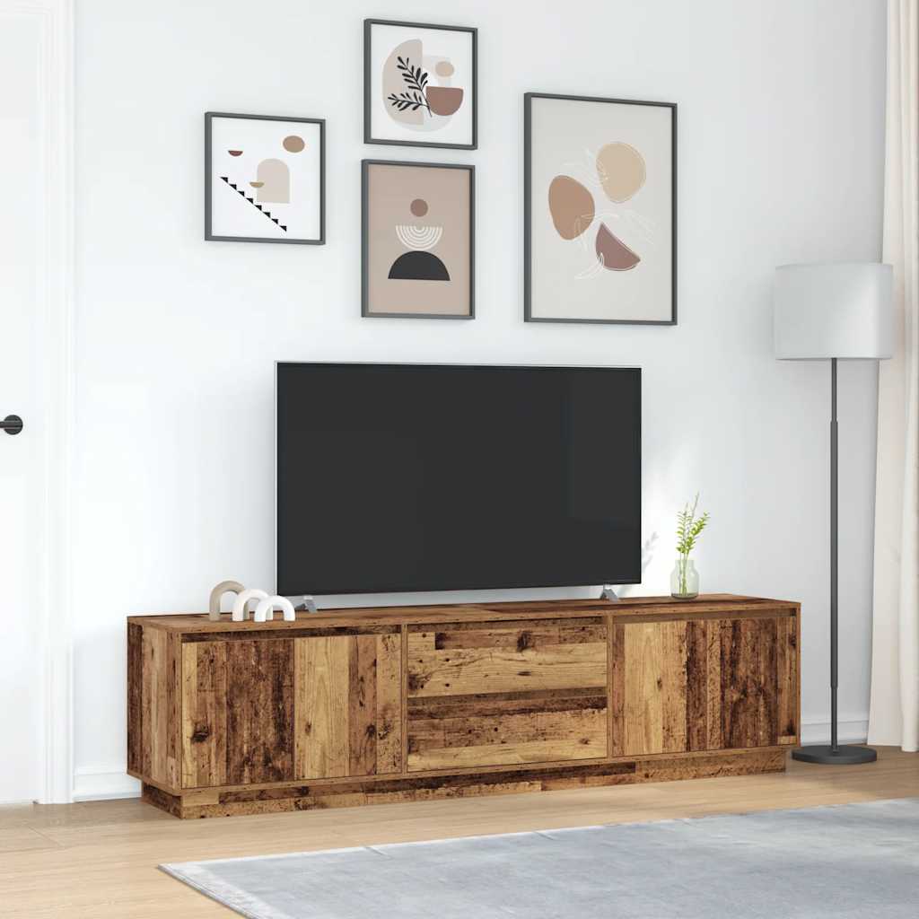 TV Cabinet with LED Lights Old Wood 193,5x41x50 cm