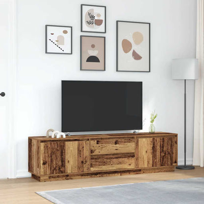 TV Cabinet with LED Lights Old Wood 193,5x41x50 cm