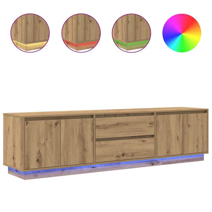 TV Cabinet with LED Lights Artisan Oak 193,5x41x50 cm