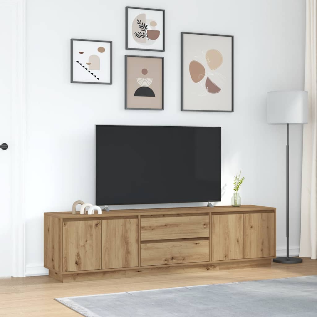 TV Cabinet with LED Lights Artisan Oak 193.5x41x50 cm