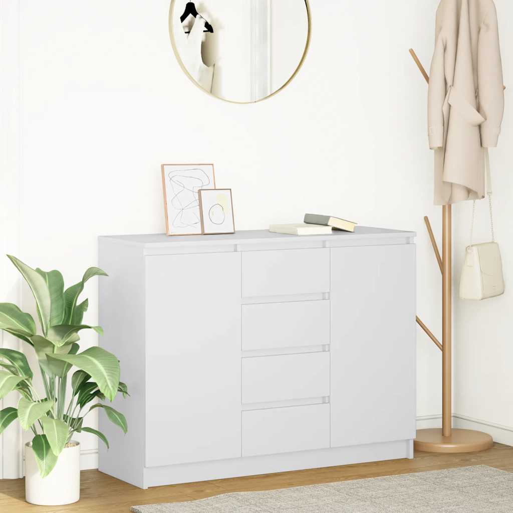 Sideboard with Drawers White 100,5x35x76 cm Engineered Wood