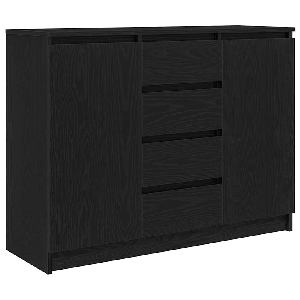 Sideboard with Drawers Black Oak 100,5x35x76 cm Engineered Wood