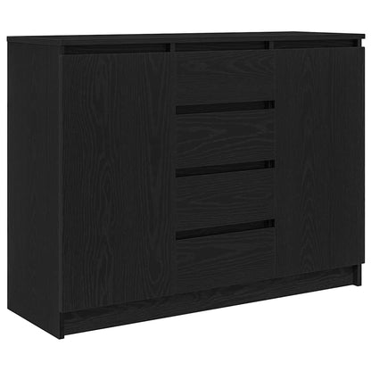 Sideboard with Drawers Black Oak 100,5x35x76 cm Engineered Wood