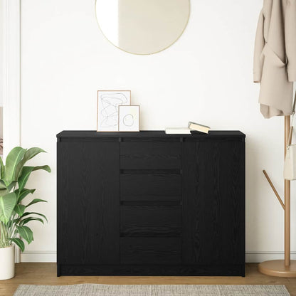 Sideboard with Drawers Black Oak 100,5x35x76 cm Engineered Wood