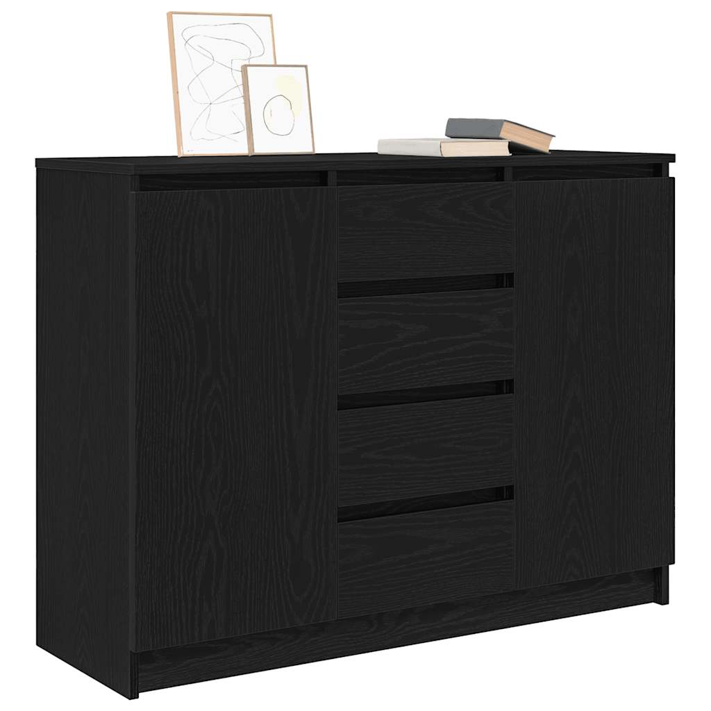 Sideboard with Drawers Black Oak 100,5x35x76 cm Engineered Wood