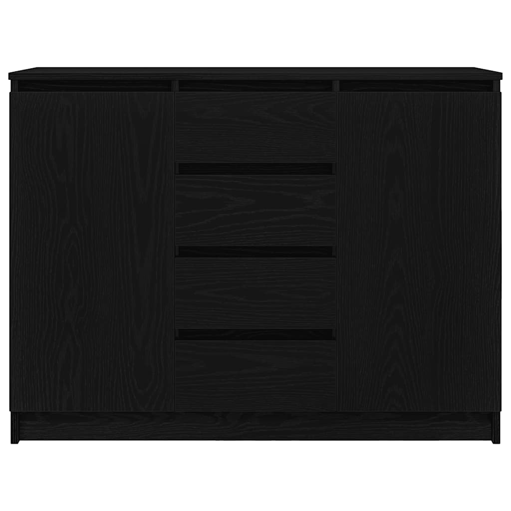 Sideboard with Drawers Black Oak 100,5x35x76 cm Engineered Wood