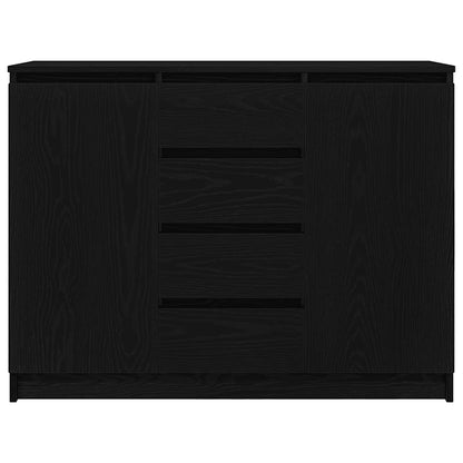 Sideboard with Drawers Black Oak 100,5x35x76 cm Engineered Wood