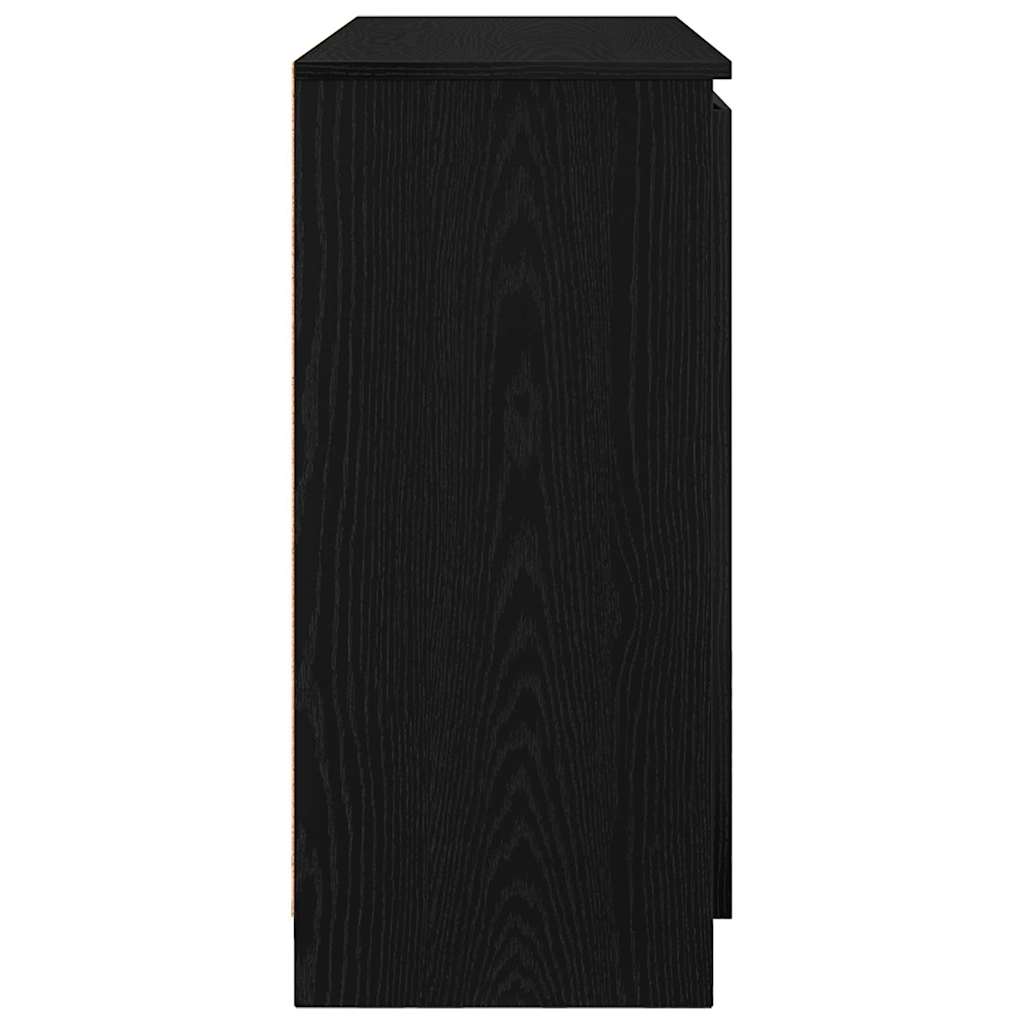 Sideboard with Drawers Black Oak 100,5x35x76 cm Engineered Wood