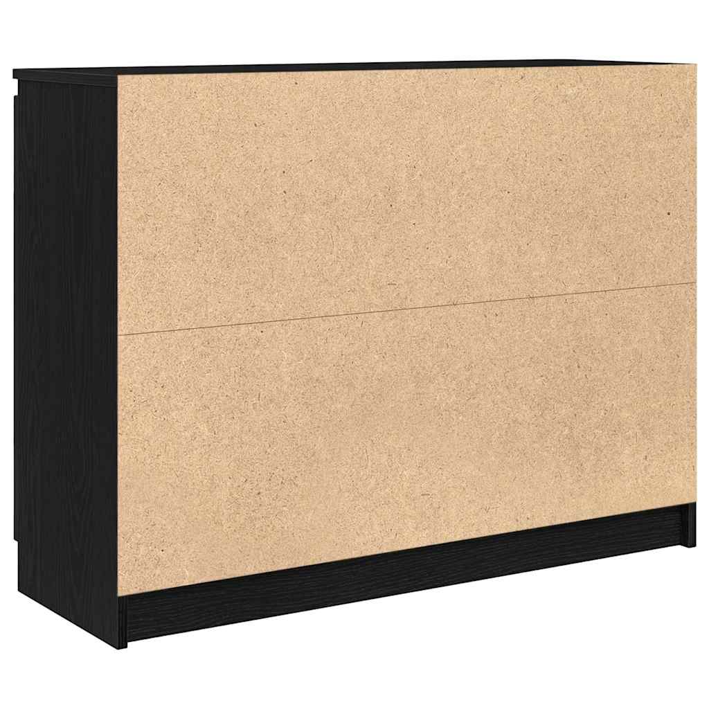 Sideboard with Drawers Black Oak 100,5x35x76 cm Engineered Wood