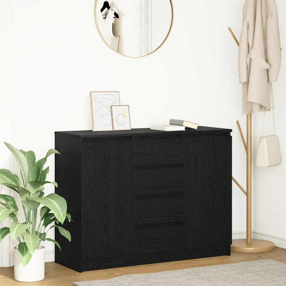 Sideboard with Drawers Black Oak 100,5x35x76 cm Engineered Wood