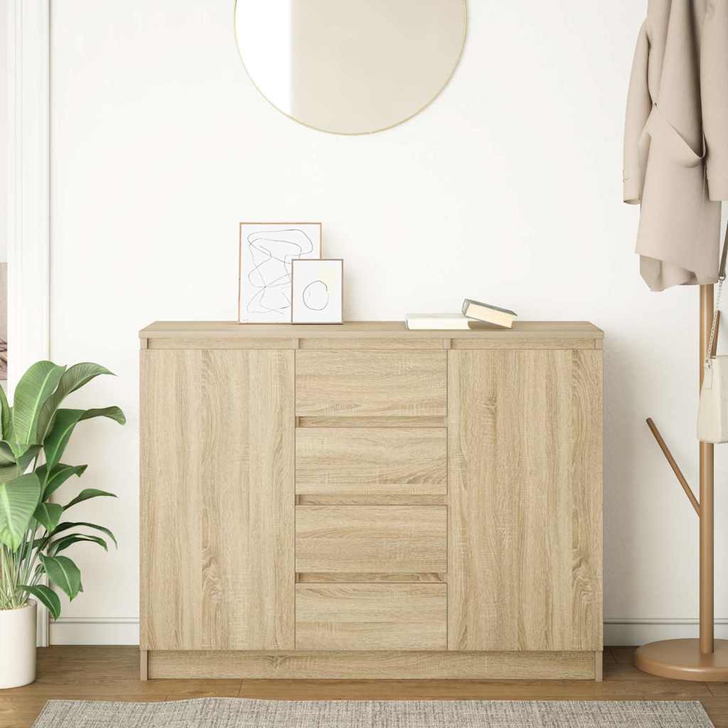 Sideboard with Drawers Sonoma Oak 100.5x35x76cm Engineered Wood