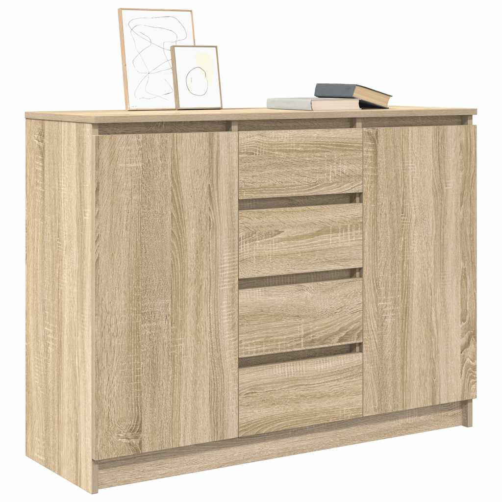 Sideboard with Drawers Sonoma Oak 100.5x35x76cm Engineered Wood