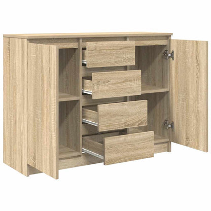 Sideboard with Drawers Sonoma Oak 100.5x35x76cm Engineered Wood
