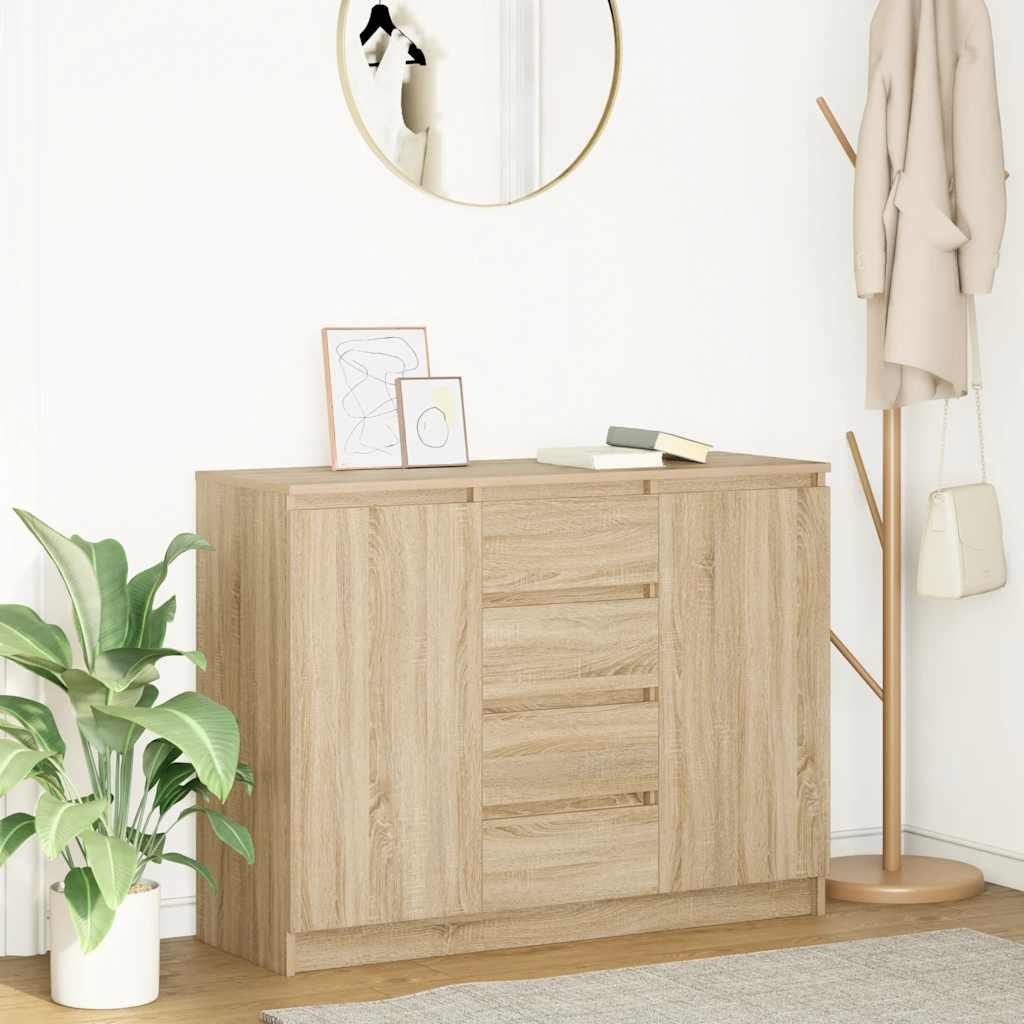 Sideboard with Drawers Sonoma Oak 100.5x35x76cm Engineered Wood