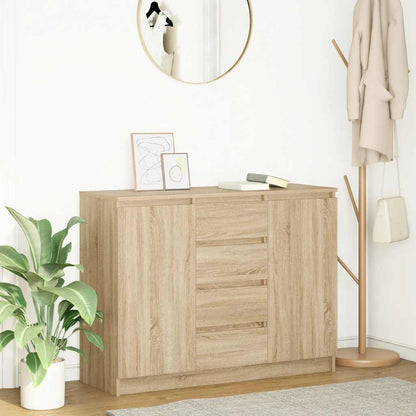 Sideboard with Drawers Sonoma Oak 100.5x35x76cm Engineered Wood